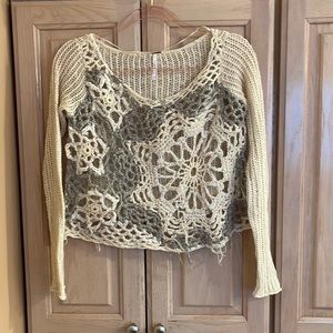 Free People crochet cropped sweater